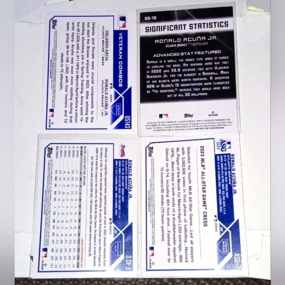 Ronald Acuña Jr. Topps 2023 #US143 + #SS-19 + #ASG-7 + #3 of 5 - Picture 2 of 2